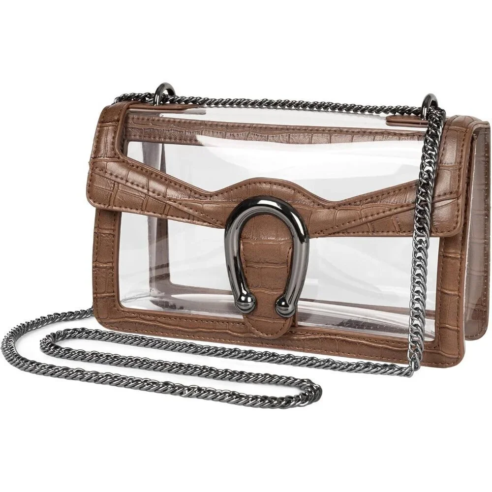 Women's Clear Crossbody Bag Vegan Leather Small Stadium Approved Purse
